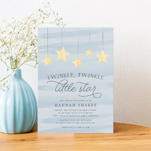 Little Star Baby Shower Invitation   Sky Blue