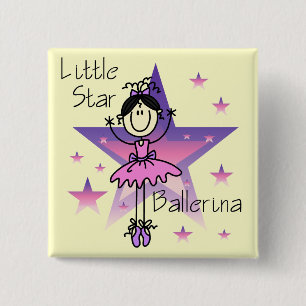 Little Star Ballerina-Black Hair 15 Cm Square Badge