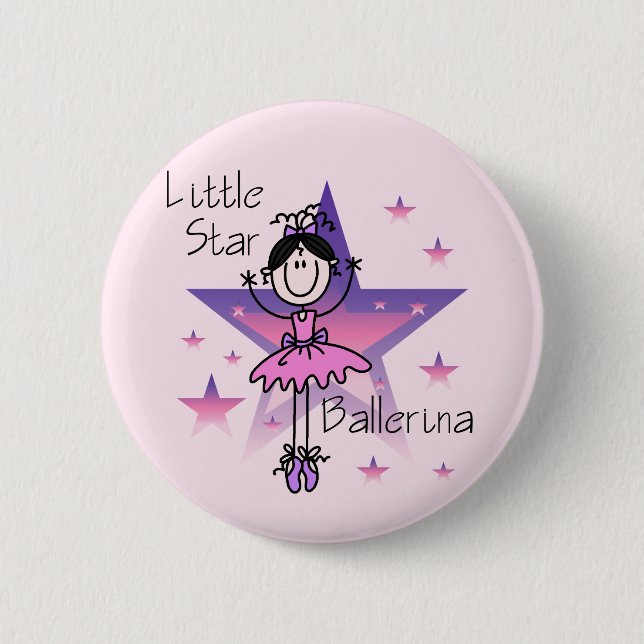 Little Star Ballerina-Black Hair 6 Cm Round Badge (Front)