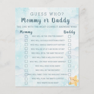 Little Star Blue Sky Mummy Daddy Baby Shower Game Flyer