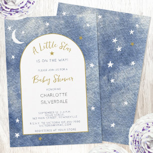 Little Star Celestial Watercolor Baby Shower Invitation