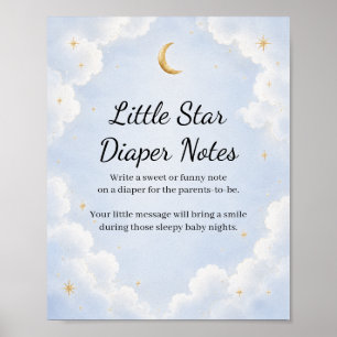 Little Star Diaper Notes Baby Shower Game Sign