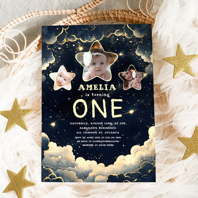 Little Star Galaxy Celestial Baby 1st Birthday Invitation (Little Star Galaxy Celestial Baby 1st Birthday Invitation)