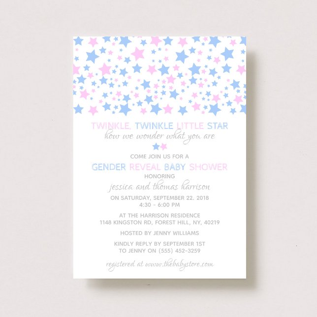 Little Star Gender Reveal Party! Baby Shower Invitation (Creator Uploaded)