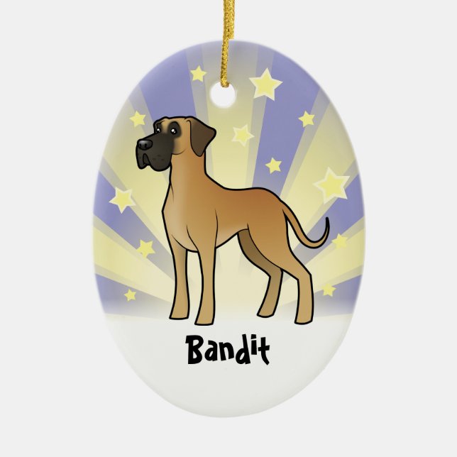 Little Star Great Dane Ceramic Tree Decoration (Front)