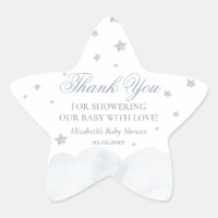 Little Star Grey Blue Baby Shower Thank You