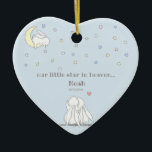 Little Star in Heaven Cute Loss of Child Keepsake Ceramic Tree Decoration<br><div class="desc">NewParkLane - Sweet Keepsake Memorial Ornament, suited for the loss of a baby / child, featuring two simple hand-drawn bunnies looking at a cute baby bunny sitting on the moon in the sky, among the little pink, yellow and white stars, with 'Our Little Star in Heaven ’ quote in a...</div>