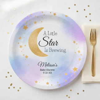 Little Star is Brewing Dreamt Baby Shower Paper Plate
