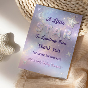 Little Star Is Landing Soon Celestial Baby Shower Thank You Card