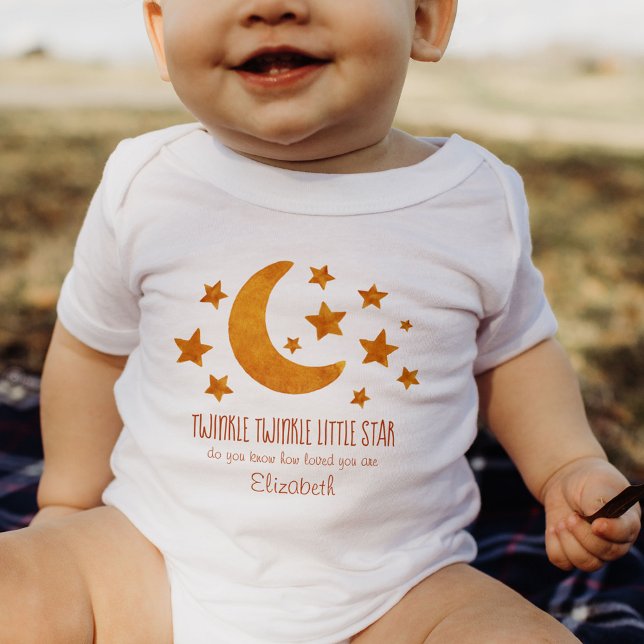 Little Star Name Moon & Star Watercolor Whimsical  Baby Bodysuit (Creator Uploaded)