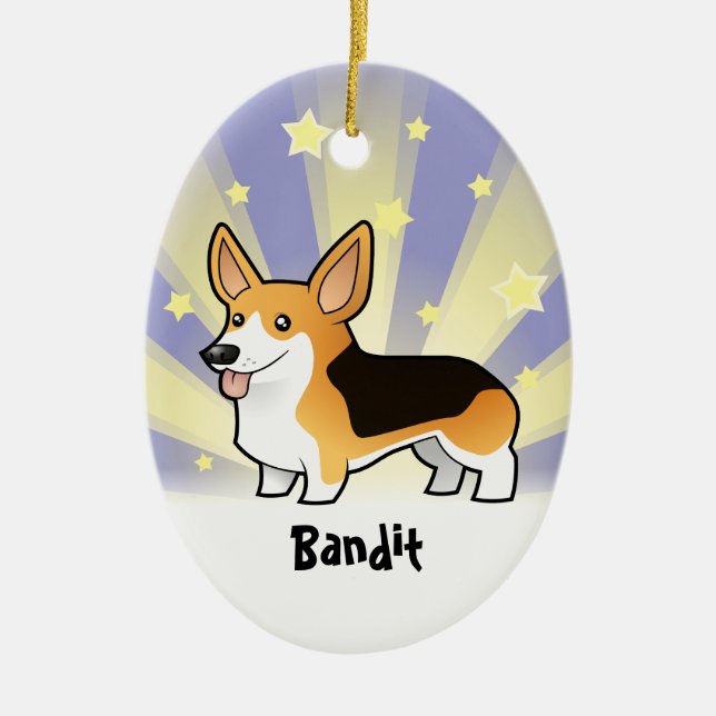 Little Star Pembroke Welsh Corgi Ceramic Tree Decoration (Front)