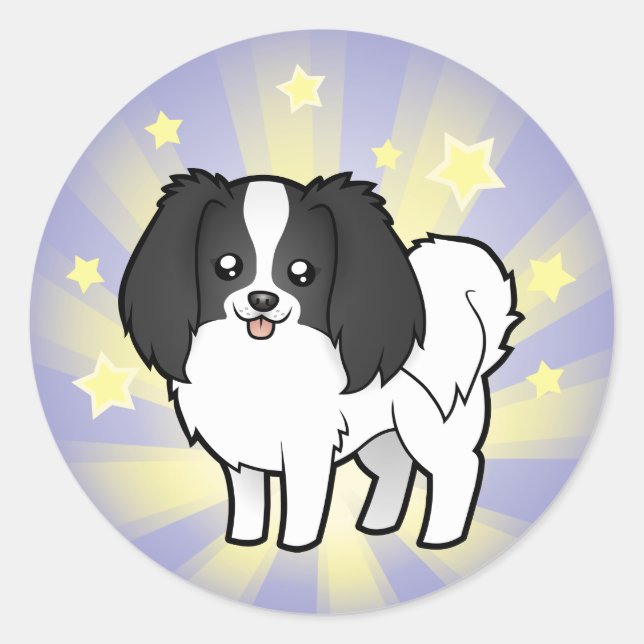 Little Star Phalene / Japanese Chin Classic Round Sticker (Front)