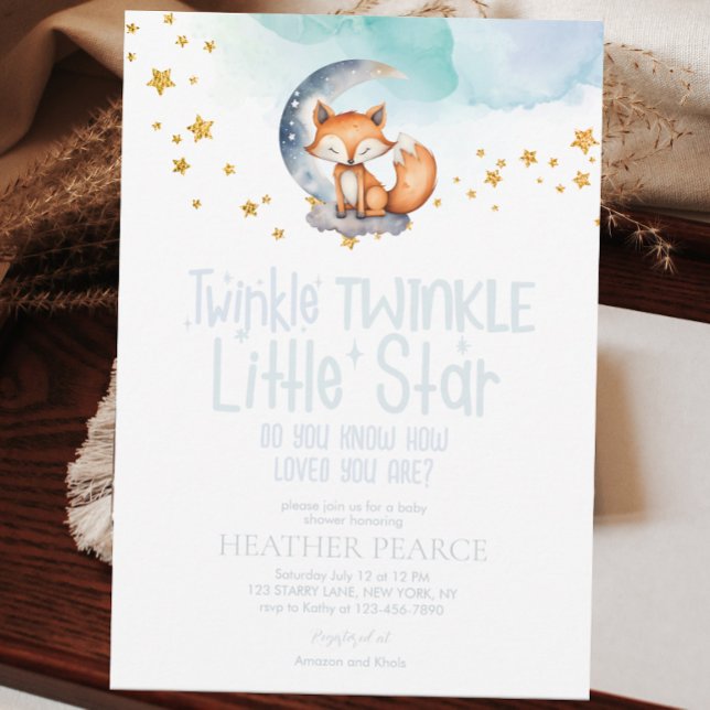 Little Star Woodland Fox Baby Shower Invitation (Creator Uploaded)