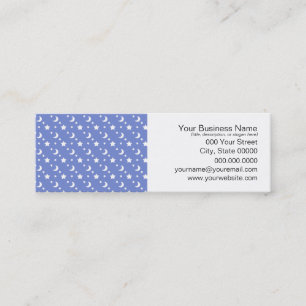 Little Stars and Moons Pattern on Blue Mini Business Card