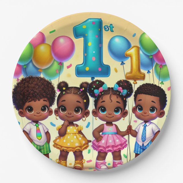 Little Stars First Birthday Bash Paper Plate (Front)