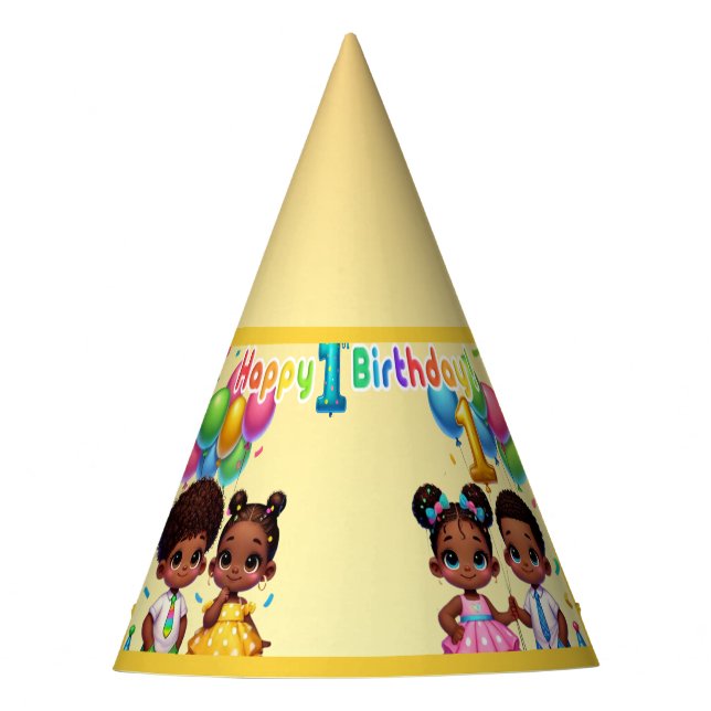 Little Stars First Birthday Bash Party Hat (Front)