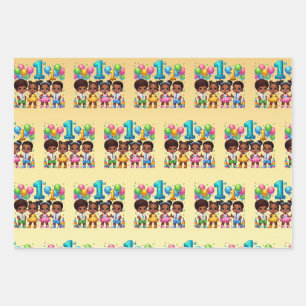 Little Stars First Birthday Bash Wrapping Paper Sheet