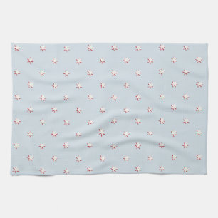 Little Stars, Red Cream and Pale Blue Tea Towel
