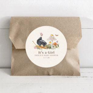 Little Stinker Woodland Skunk Girl Baby Shower Classic Round Sticker