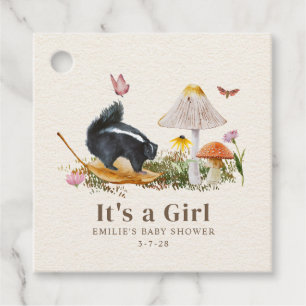 Little Stinker Woodland Skunk Girl Baby Shower Favour Tags
