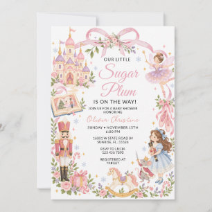 Little Sugar Plum Nutcracker Floral Baby Shower Invitation