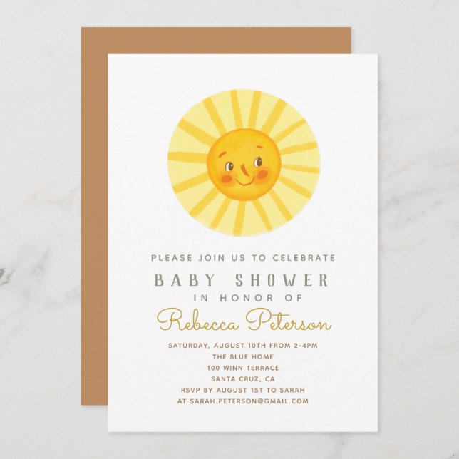 Little Sun Baby Shower Invitation (Front/Back)