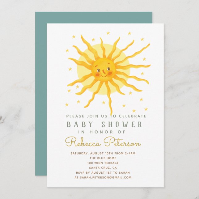 Little Sun Baby Shower Invitation (Front/Back)