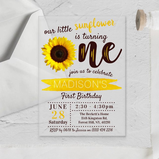 Little Sunflower 1st Birthday Acrylic Invitations (Creator Uploaded)