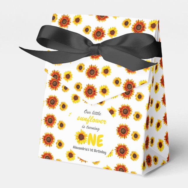 Little Sunflower 1st Birthday Favour Box (Front Side)