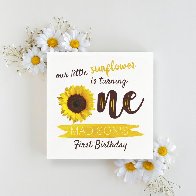 Little Sunflower 1st Birthday Napkin (Creator Uploaded)