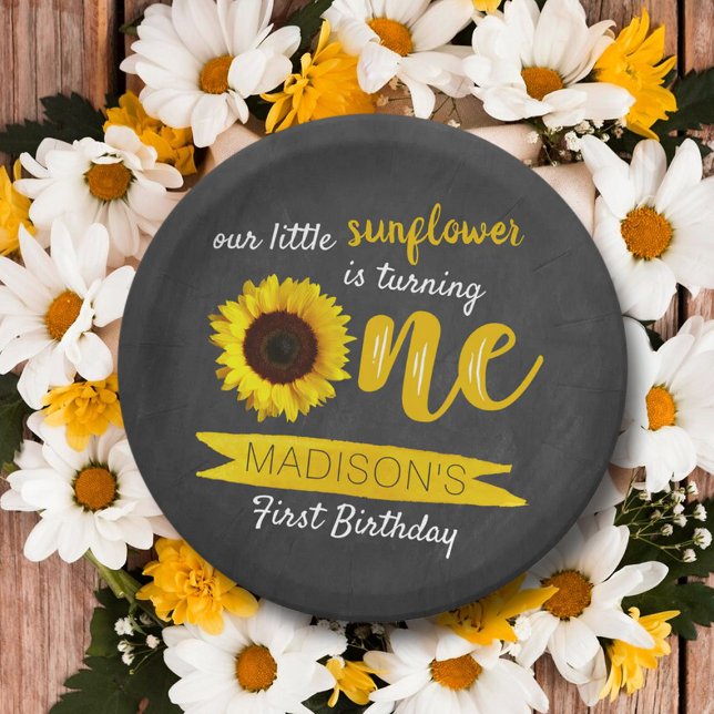Little Sunflower 1st Birthday Paper Plate (Creator Uploaded)