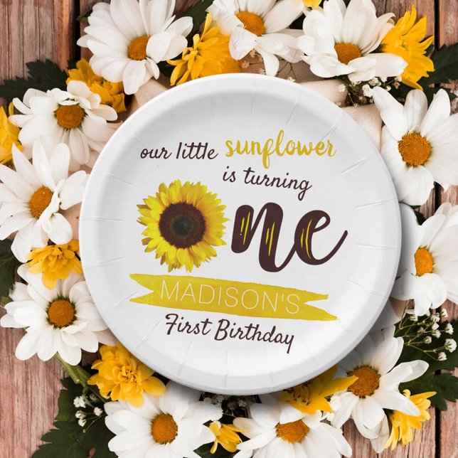 Little Sunflower 1st Birthday Paper Plate (Creator Uploaded)