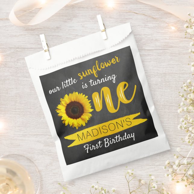 Little Sunflower 1st Birthday Party Favour Bags (Clipped)