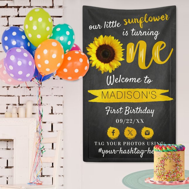 Little Sunflower 1st Birthday Welcome Banner (Creator Uploaded)
