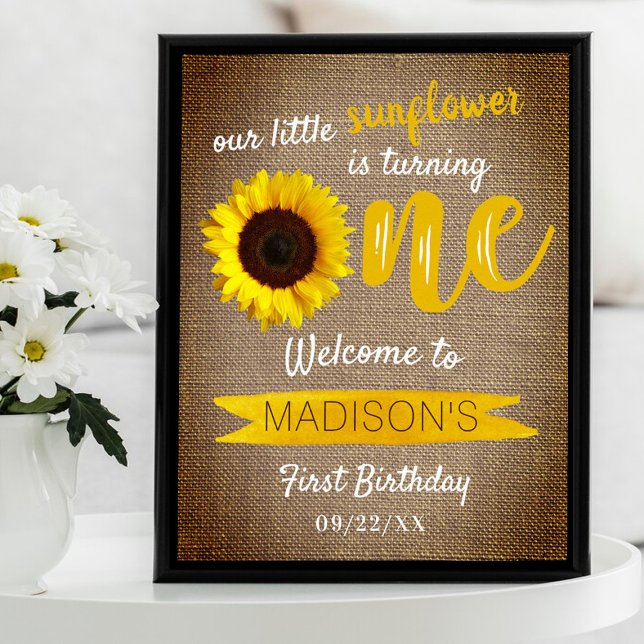 Little Sunflower 1st Birthday Welcome Sign (Creator Uploaded)