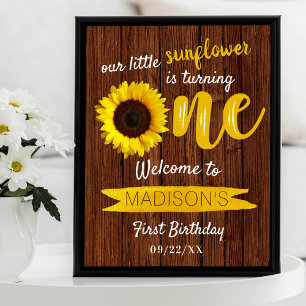 Little Sunflower 1st Birthday Welcome Sign