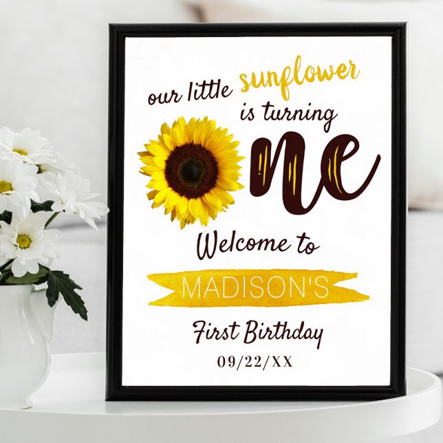 Little Sunflower 1st Birthday Welcome Sign (Creator Uploaded)