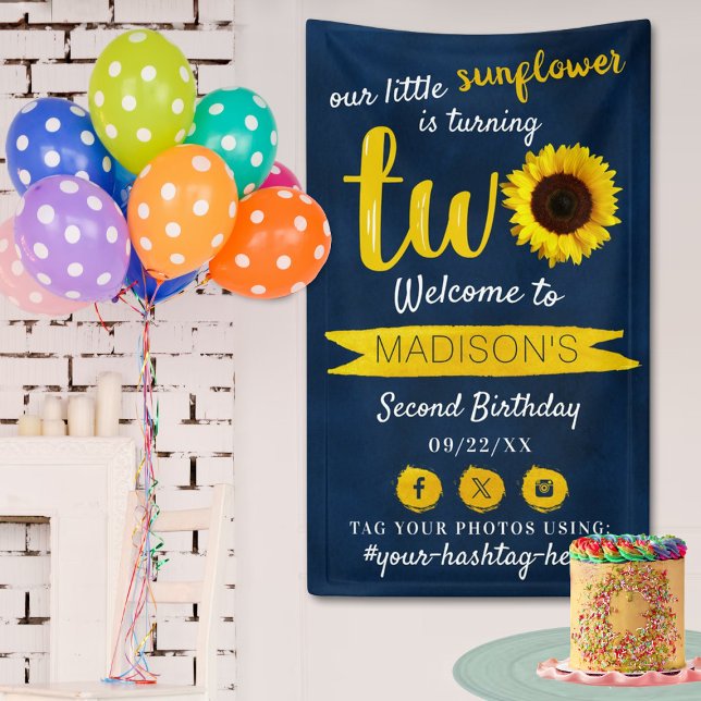 Little Sunflower 2nd Birthday Party Welcome Banner (Creator Uploaded)