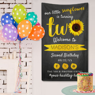 Little Sunflower 2nd Birthday Party Welcome Banner