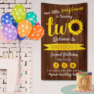 Little Sunflower 2nd Birthday Party Welcome Banner