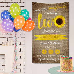 Little Sunflower 2nd Birthday Party Welcome Banner