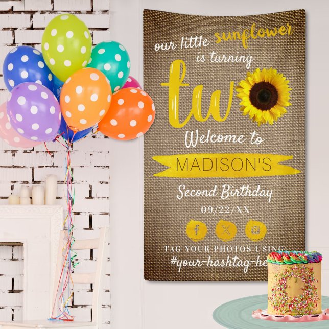 Little Sunflower 2nd Birthday Party Welcome Banner (Creator Uploaded)