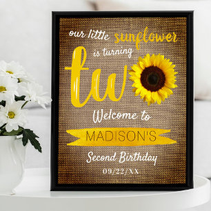 Little Sunflower 2nd Birthday Welcome Sign
