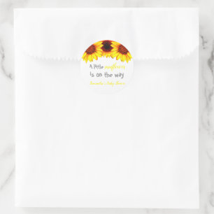 Little Sunflower Baby Shower Classic Round Sticker