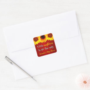 Little Sunflower Baby Shower Square Sticker