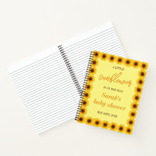 Little Sunflower Floral Girl Baby Shower Notebook