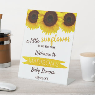 Little Sunflower On The Way! Baby Shower Welcome Pedestal Sign