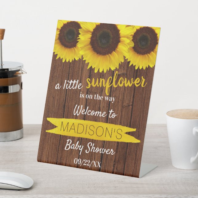 Little Sunflower On The Way! Baby Shower Welcome Pedestal Sign (In SItu)