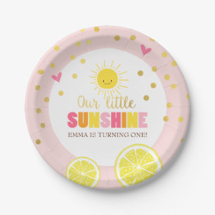 Little sunhine Paper Plates Birthday Lemonade Pink