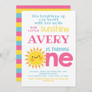 Little Sunshine 1st Birthday Invitation